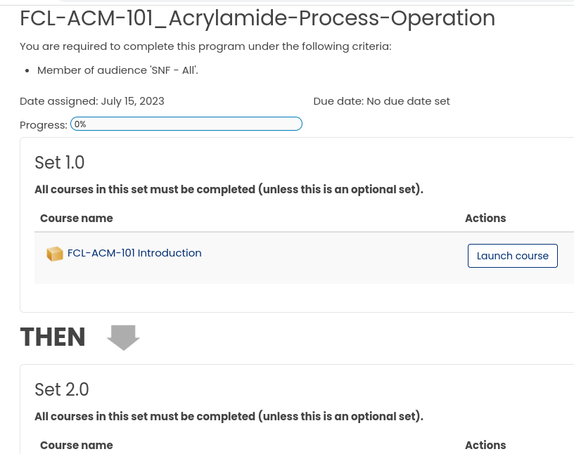 OJT learning assignment breakdown