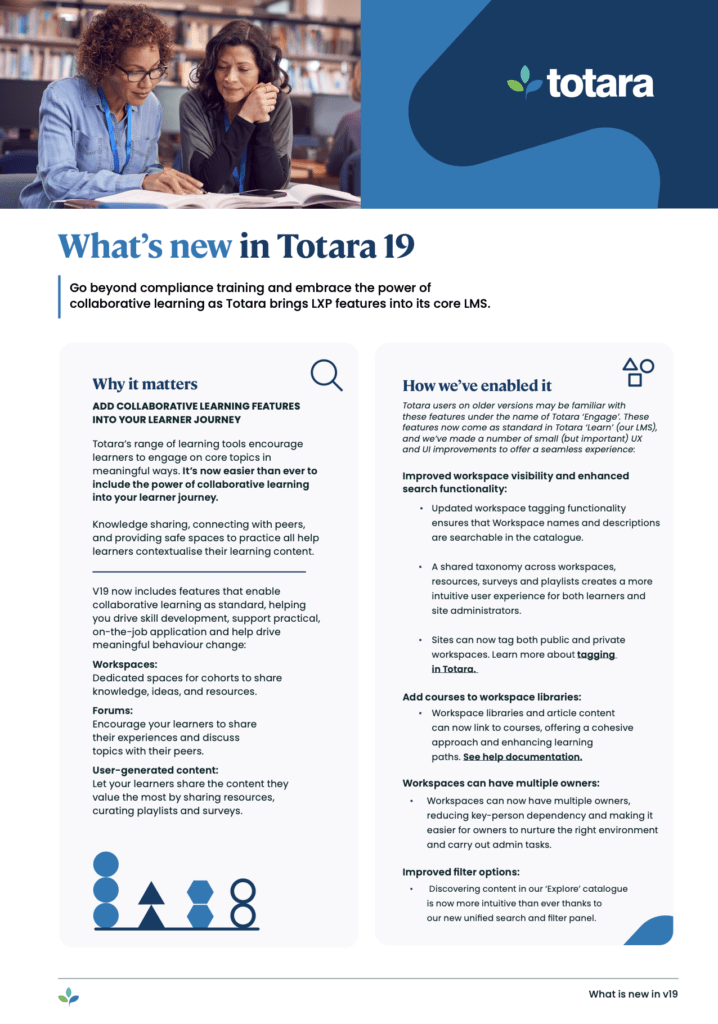 What's new in Totara 19 PDF cover