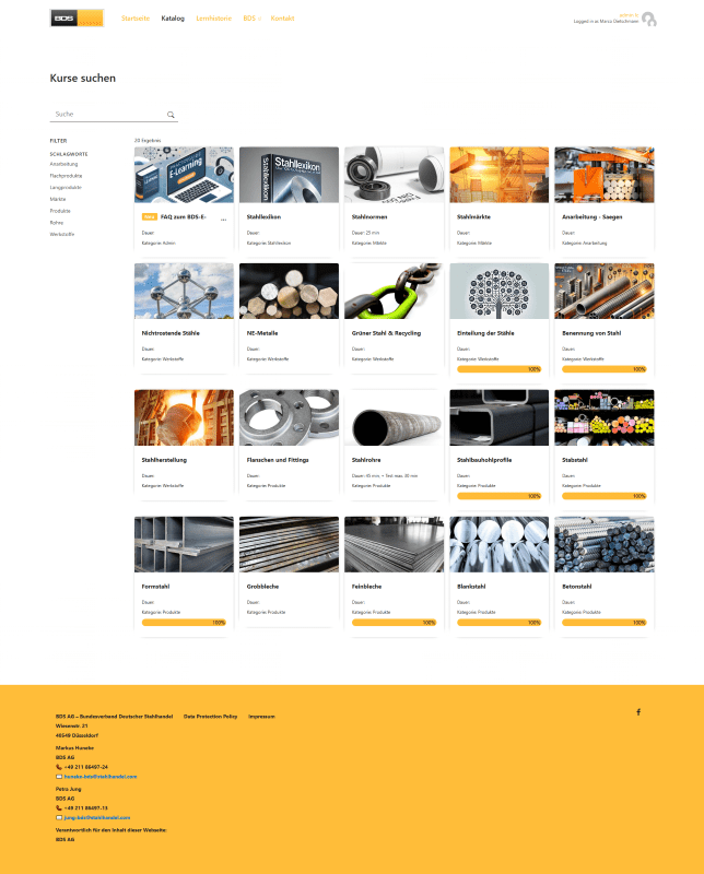 Beispiel einer Katalogseite für BDS