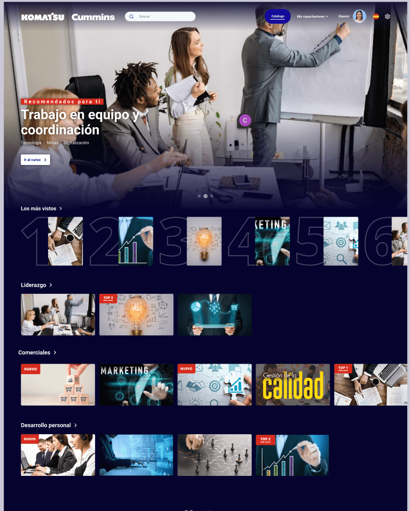 Buscador de cursos Komatsu Cummins LMS