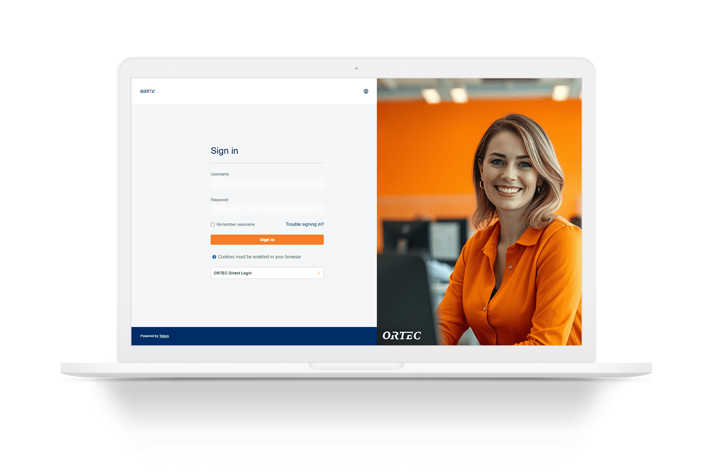 ORTEC LMS-Anmeldeseite